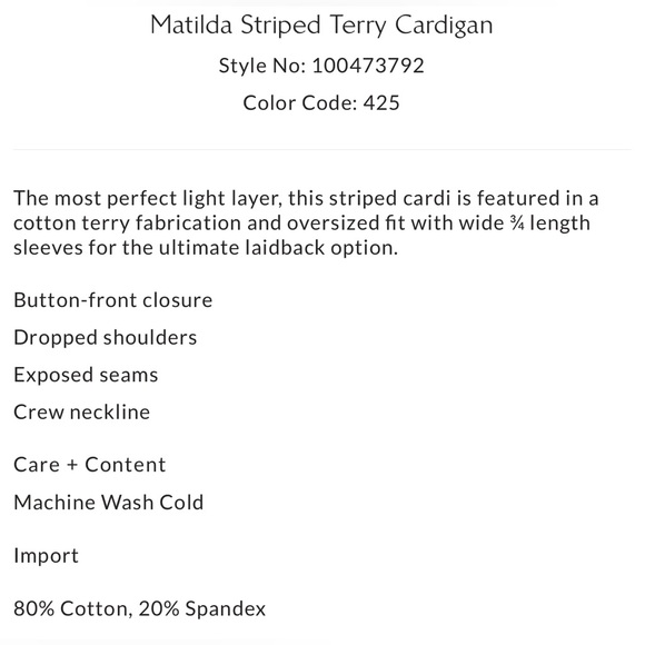 SOLD Free People Matilda Striped Terry Cardigan Blue Sea 🌊 NWT - Picture 5 of 5